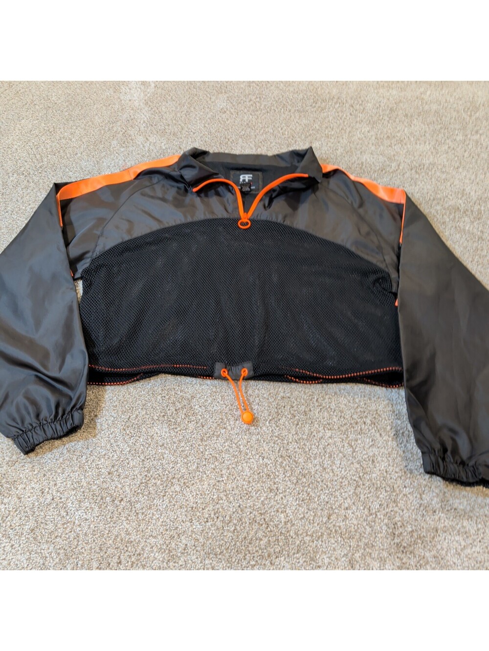 Red Fox Black and Orange Cropped Pullover Jacket Size Large